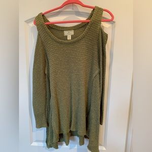 Green off the shoulder sweater